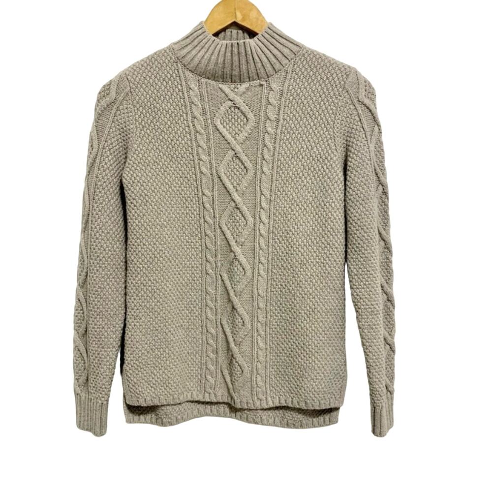 Lucky Brand Cable Knit Mock Neck Sweater Beige XS